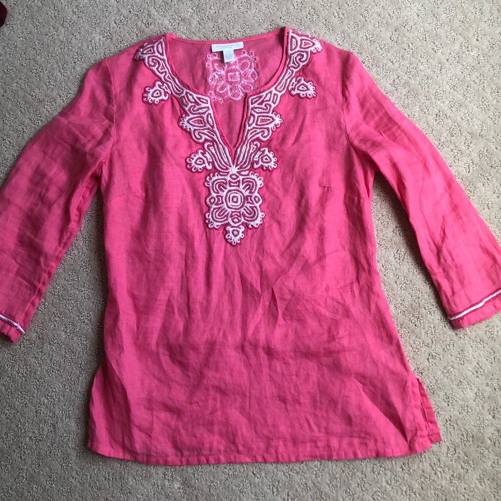 Charter Club Linen/Bead Tunic, Size PS